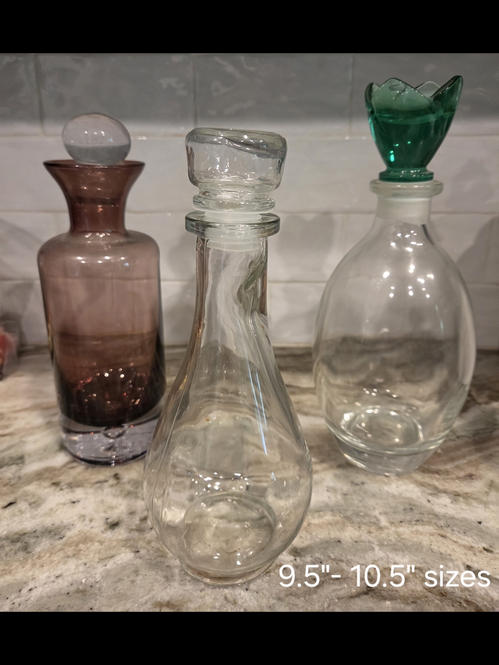 3  Glass Decanter with Stopper - Elegant Home Accent Vases